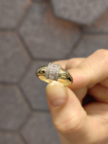 14 AYAR AYNALI BAGET MODEL FANTAZİ ALTIN YÜZÜK