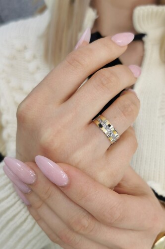 14 AYAR ORTA OLUK ŞEKİL ALTIN ALYANS YÜZÜK 6 MM