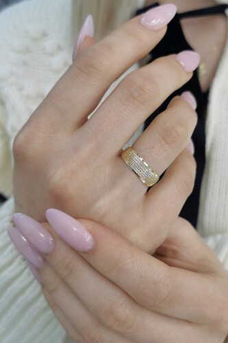 14 AYAR FANTAZİ ALTIN ALYANS YÜZÜK 6MM